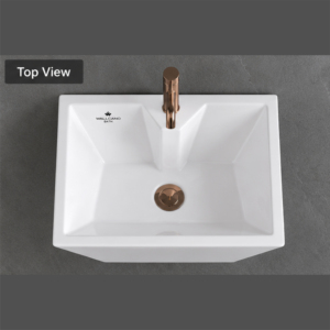 Lavabo mural en céramique moderne pour salle de bain, idéal pour hôtel, maison, appartement - Product Image 6