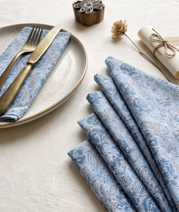 Serviettes en coton imprimées à la main en gros, motif floral, réutilisables, pour dîner, décoration de table de ferme, linge de cuisine bohème - Product Image 3