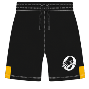 Golden <b>Yellow</b> Black Rugby <b>Shorts</b> Elastic Waist Drawstring Geometric Team Uniform Custom Breathable Training Athletic Sportswear - Product Image 1