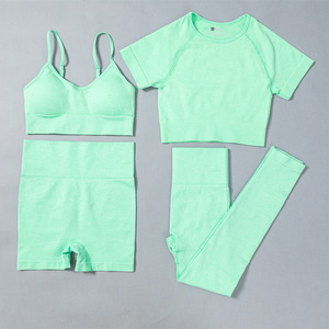 <b>Women's</b> 2 Piece Casual Set Solid Knitted Crop Top <b>Bralette</b> Shorts Leggings Breathable Polyester Quick Dry Summer Wear - Product Image 2