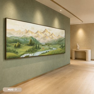 Peinture murale en soie paysage montagneux en gros, œuvre d'art exquise faite à la main, décoration intérieure, OEM ODM, fabriqué au Vietnam, NUI3 - 7 - Product Image 2