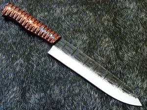 Cuchillo de punta caída de grado industrial, hoja de acero inoxidable, mango con patrón naranja, cuchillo de caza, 13 pulgadas de longitud total - Product Image 4