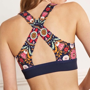 Ladies Printed Fitness Printed Bra Gym Mid Impact Yoga Bra <b>Padded</b> <b>Running</b> Jogging Exercise Fitness Blackout Vest Gym wear - Product Image 3