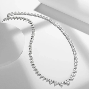 Luxury Moissanite Triangle Link <b>Necklace</b> 925 Silver Rhodium Plated <b>Delicate</b> Statement Chain Jewelry Gift for Women - Product Image 4