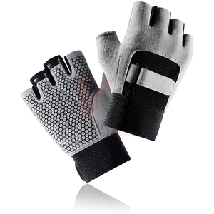 Unisex <b>Half</b> Finger PU Leather Fitness Gloves Non <b>Slip</b> Adjustable Wrist Strap Gym Workout Training Grip Gloves training grip - Product Image 3