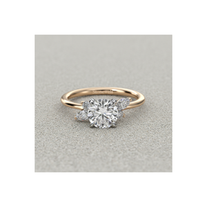 Anillo de compromiso de diamante cultivado en laboratorio Stonewels con piedras laterales de corte marquesa y engaste de garras para anillo de oro de lujo certificado - Product Image 1