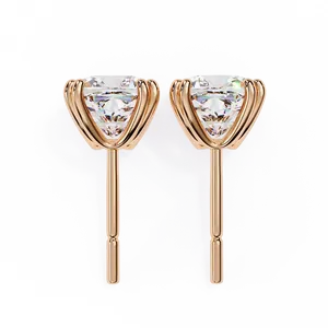 Fine Jewelry 1ct Cushion <b>Square</b> Cut Lab grown <b>Diamond</b> Solitaire Stud <b>Earrings</b> 18K Solid Gold Women Earwear Post Back Pair - Product Image 4
