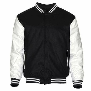 Veste universitaire pour homme de couleur marron avec manches et bandes blanches, coupe décontractée, en polyester et coton, pour l'automne - Product Image 6