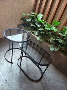 Modern <b>Nesting</b> Coffee <b>Table</b> Set with Glass Top Metal Frame for Living Room Coffee - Product Image 4