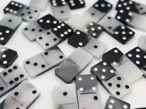 Premium <b>Resin</b> Black and Wight Dominoes Set Smooth Glitter Finish For Home Living Room Decor <b>table</b> <b>Top</b> Game - Product Image 2