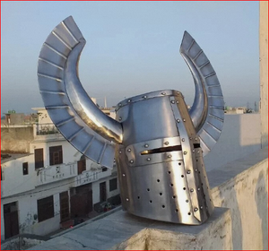 Casque de Chevalier Médiéval en Acier ALFA-NAUTICAL, Modèle Templier Fantaisie, Fait Main pour Sports et Jeux - Product Image 2