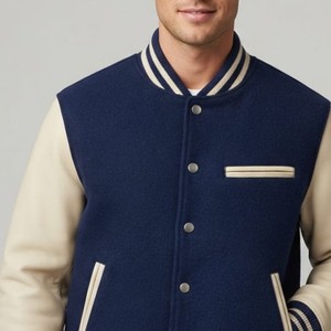 Chaqueta Casual de Béisbol para Hombre, Forro Polar, Cuello Camisero, Cierre de Botones, Chaqueta de Otoño Estilo Béisbol, Chaqueta Letterman Informal - Product Image 6