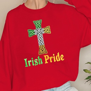 Sudaderas Casuales de Punto con Estampado de Cruz Celta de Orgullo Irlandés para Mujer - Product Image 2