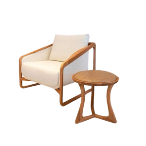 Sillón Moderno de Madera de Teca Sólida con Cojín Tapizado para Hotel, Villa, Resort, Muebles de Sala de Estar - Product Image 2