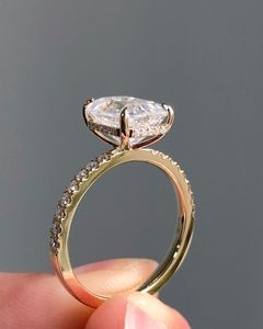 Bague de fiançailles et de mariage en or jaune 14 carats avec diamant de laboratoire taille émeraude 1,55 carat, certifié IGI, luxe, pour soirée - Product Image 2