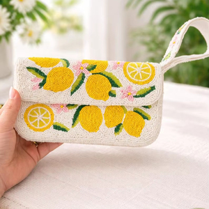 Bolso de hombro con cuentas de limón, bolso de mano inspirado en la costa de Amalfi, bolso para vacaciones de verano - Product Image 1