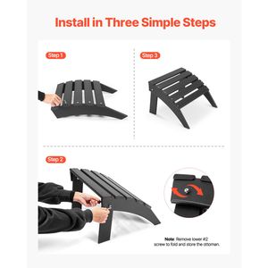 Poggiapiedi Pieghevole in Plastica HDPE per Patio, Stile Adirondack, Resistente alle Intemperie, 18.7L X 19.7L X 13H Pollici - Product Image 3