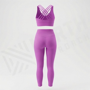Conjunto deportivo sin costuras de talla grande para mujer, conjunto de dos piezas con efecto push-up, ropa deportiva para yoga, ropa de fitness de cintura alta - Product Image 2