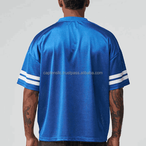 เสื้อยืดคอกลมแขนสามส่วนผ้าตาข่ายระบายอากาศทรงบ็อกซี่ ผลิตตามสั่ง OEM ผ้าฝ้าย 100% สำหรับทีมกีฬา บาสเกตบอล เบสบอล ฟุตบอล ซอคเกอร์ - Product Image 2
