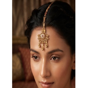 Mangtikka Polki antique plaqué or en laiton de qualité supérieure, fait main, accessoire de cheveux glamour pour collection de mariage - Product Image 1