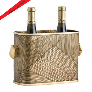 Refroidisseur à vin rectangulaire en métal finition dorée de haute qualité pour hôtel, restaurant et bar - Product Image 1