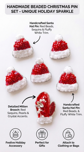 Ensemble de patchs de Noël perlés, broderie appliquée chapeau de Père Noël et moufles, à coudre sur vêtements, accessoires de décoration artisanale - Product Image 6