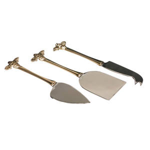 Elegante juego de cuchillos para queso y postres de latón con hojas de acero para servir con estilo en tablas de charcutería, utensilios de lujo para servir queso. - Product Image 4