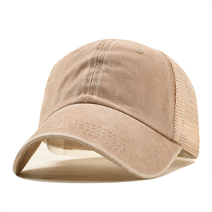Gorra Trucker de 6 Paneles para Hombre, Personalizada, de Primera Calidad, Malla Desgastada, Algodón Lavado, Ajustable, Primavera/Verano - Product Image 3