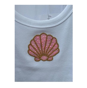 Camiseta Personalizable de Moda con Bordado de Cuentas Únicas, Top Vintage Plateado con Cuentas de Semillas, Camiseta Elegante de Gran Venta - Product Image 1