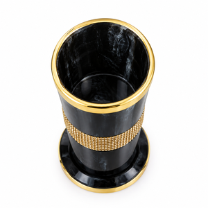 Vaso de Cristal con Efecto Cuerno Negro, Ecológico, de Cuerno de Búfalo, con Banda de Cuentas Doradas, Hecho a Mano, Forma Natural, Diseño Rústico - Product Image 4