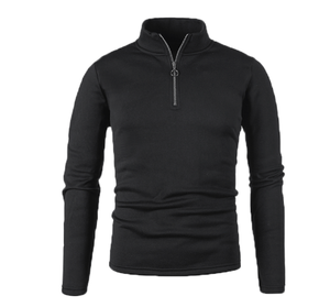 Men's Gray Knitted <b>Quarter</b> <b>Zip</b> <b>Sweater</b> Stand Collar Slim Fit Casual Autumn Wear 100% Acrylic Breathable Regular Length - Product Image 2