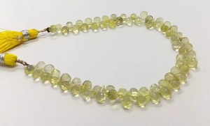 Perles de quartz citron naturel facettées en forme de goutte d'eau, perles de pierres précieuses en vrac pour la fabrication de bijoux, prix de gros en vrac - Product Image 2