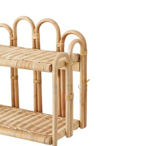 Natural Eco Wicker Rattan <b>Wall</b>-<b>Mounted</b> <b>Shelf</b> for Kids Playroom Rainbow Arch Handmade 2-Tier Floating Book <b>Shelf</b> Nursery Room - Product Image 2