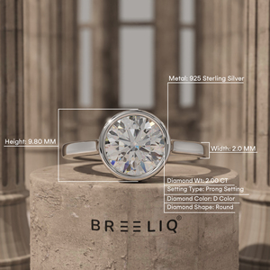 Bague de fiançailles en or massif 14 carats avec diamant rond serti clos 2 carats, bague de mariée minimaliste, bijoux en diamant de laboratoire sur mesure, fournisseur OEM ODM - Product Image 2