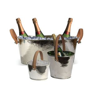 Refroidisseur de vin en métal avec deux côtés en fer Refroidisseur de vin avec baignoire à boissons Refroidisseur de vin en métal acier plaqué cuivre de forme ovale - Product Image 5