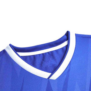 Custom Men's Blue V-Neck Soccer Jersey Set Short Sleeve Moisture Wicking Geometric Print Polyester Uniform All Seasons - Product Image 3