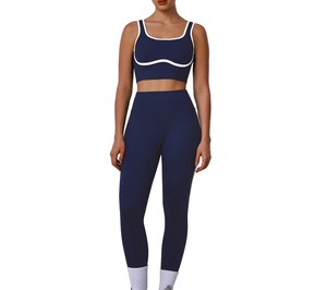 Nuevo Conjunto de Yoga de 2 Piezas para Mujer, Sin Costuras, Ligero, Moldeador, con Bloques de Color, Cintura Alta Elástica, para Gimnasio, Deportes y Yoga - Product Image 1