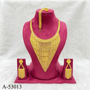 Gold Plated Zinc Alloy Coral Tassel Choker Necklace Earrings Set for Women Bohemia Style Certified Party <b>Wedding</b> Jewelry A-53291 - Product Image 6