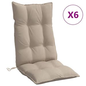 Ensemble de 6 coussins de chaise taupe à dossier haut, élégants coussins lombaires et coussins d'assise - Product Image 2