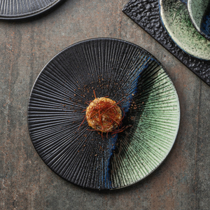 Nouvelles assiettes plates en céramique noire et verte Yayu, de luxe, modernes, pour la restauration, pour les plats coréens, en porcelaine - Product Image 1