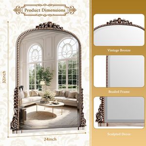 Specchio da Bagno Vintage Arcuato 32"x24" Specchio Decorativo da Parete - Product Image 3