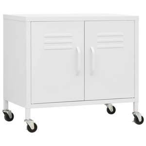 Armoire de rangement moyenne en acier blanc avec roulettes verrouillables pour salon - Product Image 2
