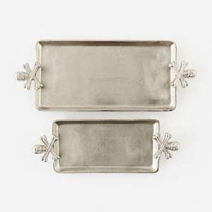 Plateaux de service à usage commercial, lot de 2, petit et grand format, rectangulaires, décoratifs, fournitures pour événements, faits à la main - Product Image 4