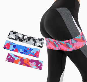 Ensemble de bandes de résistance camouflage pour femmes – Bandes de hanche en tissu élastique robuste pour la gym, le yoga et les exercices des fessiers - Product Image 3