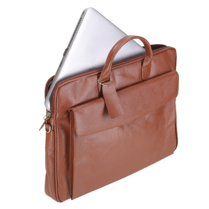 Luxury Tan Genuine Leather Business Laptop Carry <b>Bag</b> Durable Design Soft Zipper Closure Custom Logo Available - Product Image 2