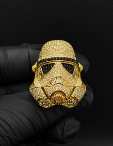 VVS1 <b>Diamond</b> 14K Gold Plated Iced Out Soldier Helmet Engagement Wedding <b>Ring</b> Full <b>Diamond</b> Warrior Mask for Men - Product Image 1