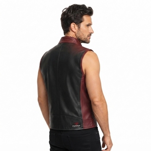 Chaleco de Cuero para Hombre, Chaleco de Motocicleta de Alta Calidad, Cuero Genuino, Estilo Clásico, Ropa de Motociclismo Duradera y Cómoda para Exteriores - Product Image 3