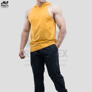 Débardeur à capuche uni pour homme, personnalisable, couleur unie, séchage rapide, respirant, idéal pour la gym – Meilleure vente - Product Image 4