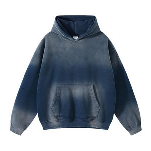 เสื้อฮู้ดดี้โอเวอร์ไซส์สไตล์วินเทจใหม่ ผ้าฝ้าย 100% แบบครอปไซส์ XL  ตกแต่งแบบดิสเทรสสำหรับงานพิมพ์นูนและเอฟเฟกต์ซันเฟด - Product Image 1