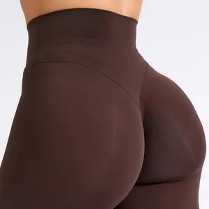 Shorts sans couture à taille haute élastique avec cordon de serrage pour femme – Idéal pour le sport, le yoga, la gym – Extensible dans les quatre sens (Spandex/Nylon) et respirant - Product Image 3